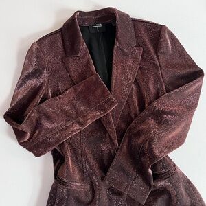 T Tahari Bronze Shine Metallic One Button Front Blazer Jacket - Brown Size 10
